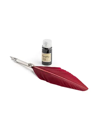 DALLAITI | Set da scrittura con penna d'oca bordeaux |